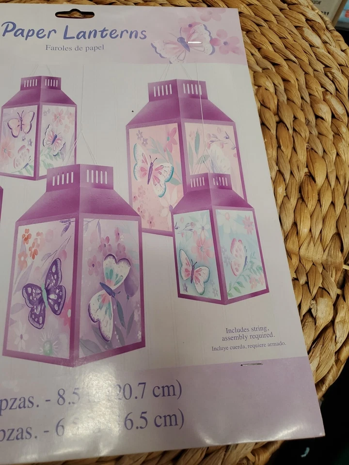 Butterfly Flutter Paper Lantern Set 5 Per Pack 3 10" and 2 7.25" Decoration - Image 3 of 3