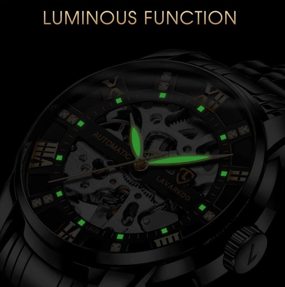 钻石表盘男士不锈钢机械腕表 — 第 3/4 张图片