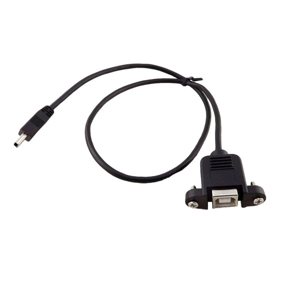 10x USB 2.0 B Female Socket Printer Panel Mount To Mini USB 5Pin Male Cable 50cm - Image 2 of 4