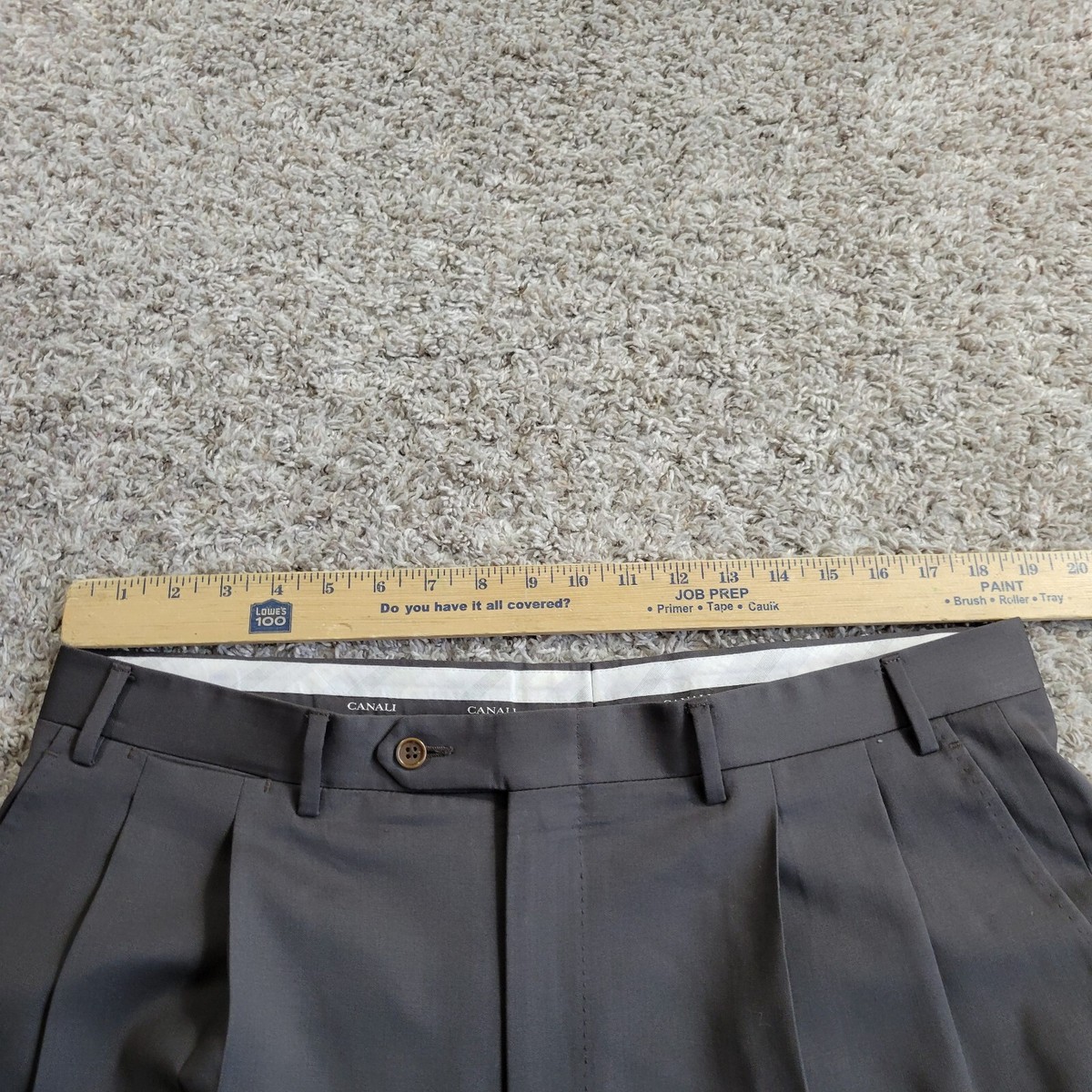 Canali Dress Pants Mens 37x29 Beige 100% Wool Italy Pleated