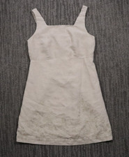 The Limited America Linen Dress Womens 6 Beige Floral Embroidered Bohemian