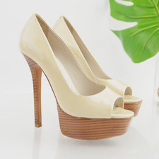 Alice Olivia Womens Laird Pumps Size 36 6 Nude Patent Platform Heel Dress Shoes