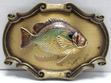 Vintage Sunfish Bluegill Fish Belt Buckle Brass Raised Relief Raintree 1978