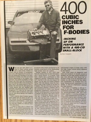 ENG276 Article Engine 400 CID Small Block For F-Bodies Aug 1986 2 page