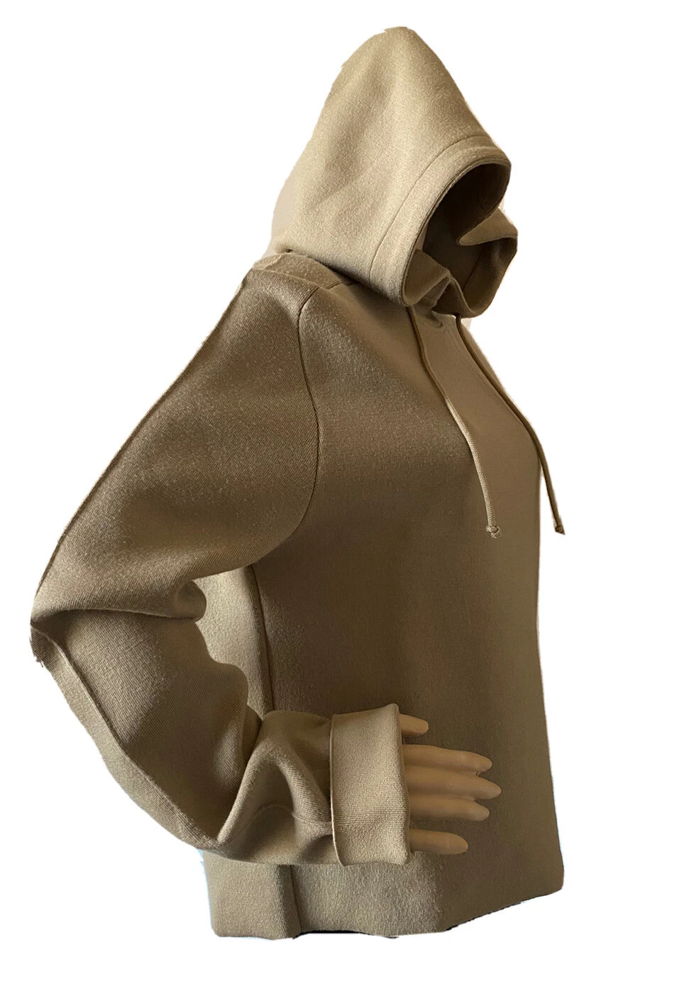 Felpa donna Bottega Veneta con cappuccio lana beige piccola 647529 Italia nuova con etichette $1750