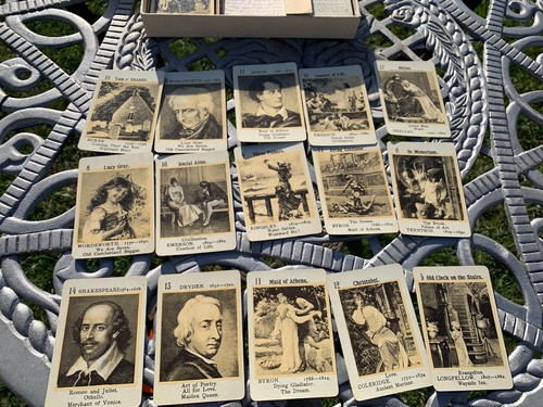 Antique RARE The Game Of Authors Ideal 72 Cards In Box Early 1900's Unique - Picture 3 of 10