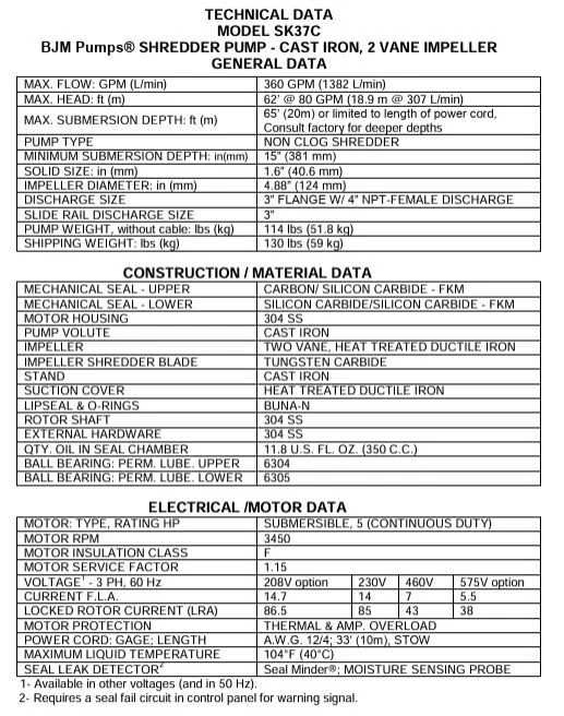 Bombas subermibles BJM - SK37C-230 Foto 4 de 4