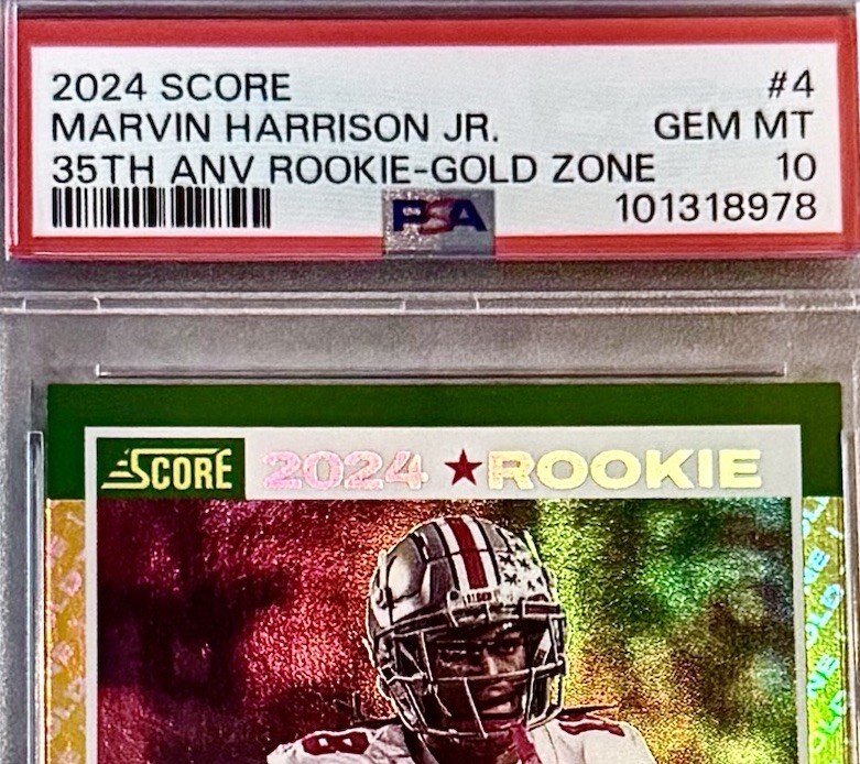 2024 PANINI MARVIN HARRISON JR. #4 RC SCORE 35TH ANV. ROOKIE GOLDZONE /50 PSA 10 view 8