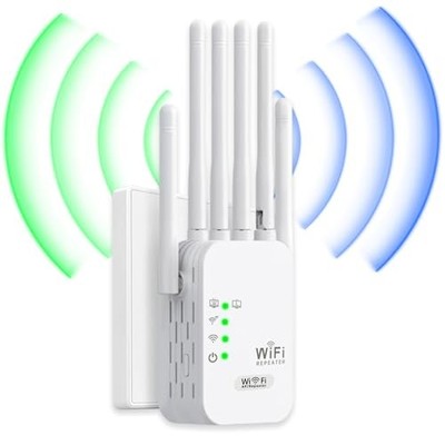 Generico AP600 WLAN-Repeater Dualband 6 Antennen 2x LAN bis 1200m² Reichweite