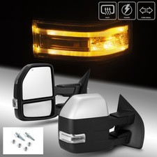 FOR 15-18 F150 POWER/HEATED LED SIGNAL 8 PIN BLACK/CHROME TOWING SIDE MIRRORS