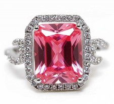 4CT Treated Pink Sapphire  Topaz 925 Solid Sterling Silver Ring Jewelry Sz 9