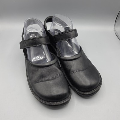 ECCO Mary Jane Shoes Womens 41 Black Leather Slingback Comfort Clog Ankle Strap