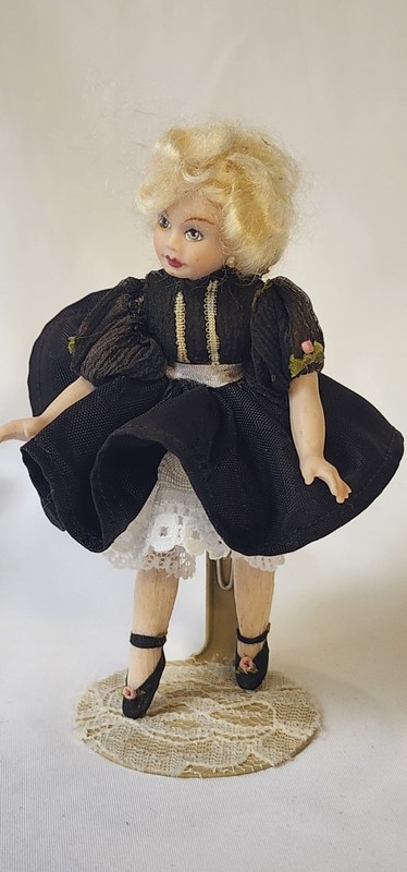 VTG Porcelain Bisque Dancer Doll in Pantaloons & Petticoat 4.25" with stand