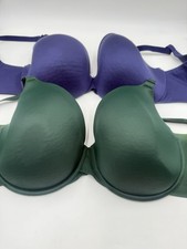 Two CACIQUE Size 42 F Blue/Green Lightly Lined Full Coverage Underwire Brass