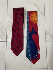 Set Of Two Men  s Fashion Neck Ties Brooks Brothers And Save The Children. Red