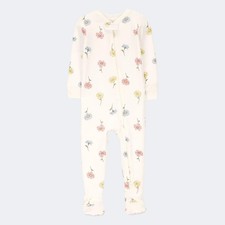 G03-PurelySoft, 0-3M, l/s bamboo footie pajamas 0-3 Months, Floral 