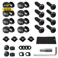 License Plate Screws Kits, Black anti Theft Mounting Hardware for Car Tag Plate