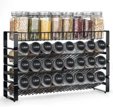 JONYJ 4 Tier Stackable Seasoning Rack Organizer, Detachable Countertop Spice Jar
