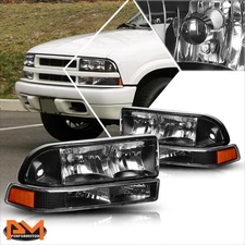 For 98-04 Chevy S10/Blazer Black Housing Headlight w/Amber Bumper Corner Lamps