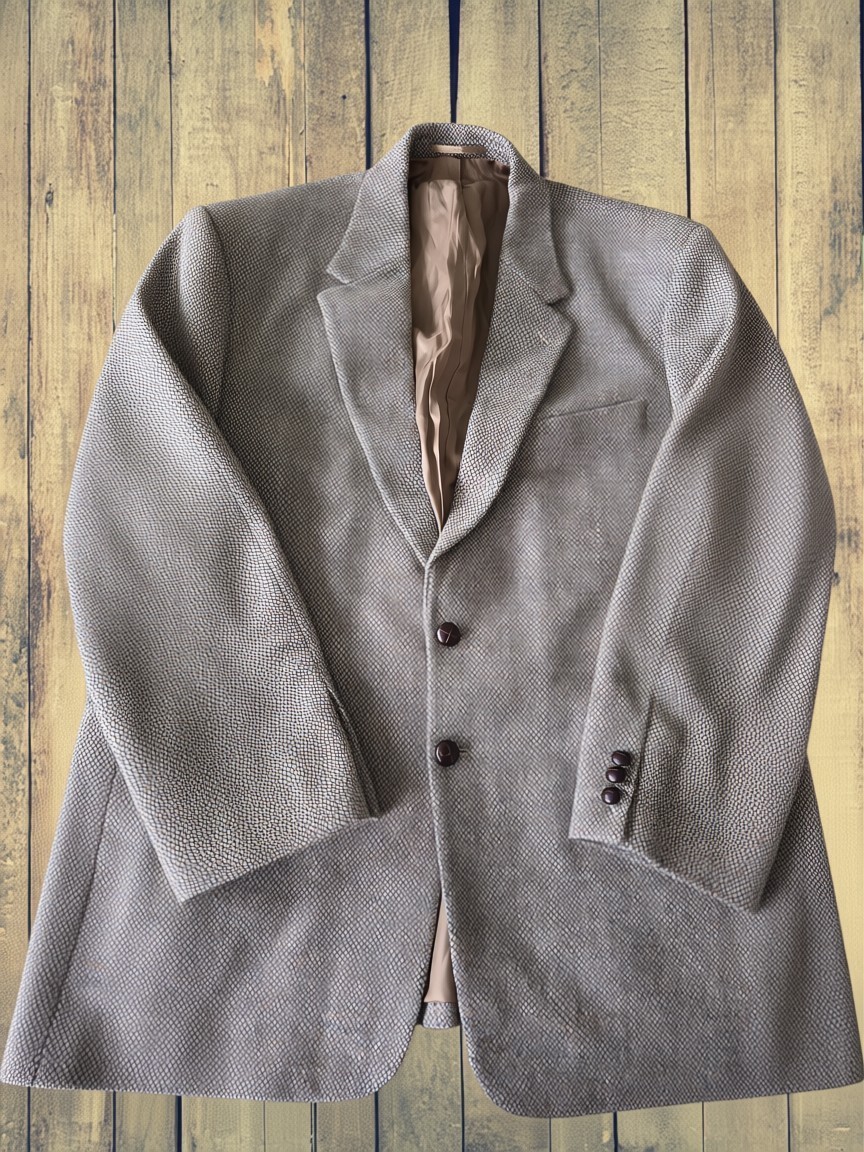 Harris Tweed Blazer Jacket 48R Brown Pure New Wool Scotland Sport Coat 26 P2P