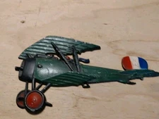 Vintage Cast Metal 10.5" Biplane Airplane Wall Art Sexton /homco USA Green 1976