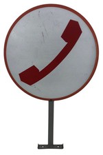 Insegna Cartello Telefono Bianca e Rossa