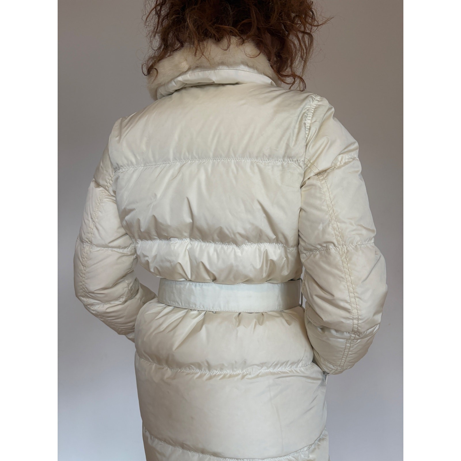 Prada Down Coat with White Fur Collar thumbnail 6