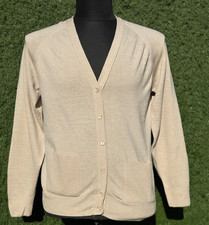 Prada Milano Fine Knit Wool Cardigan Button Front Beige Italy Size 40 IT