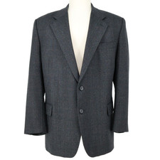 Jos A Bank Sport Coat Mens 48R Dark Gray Herringbone Wool Lined Blazer Jacket