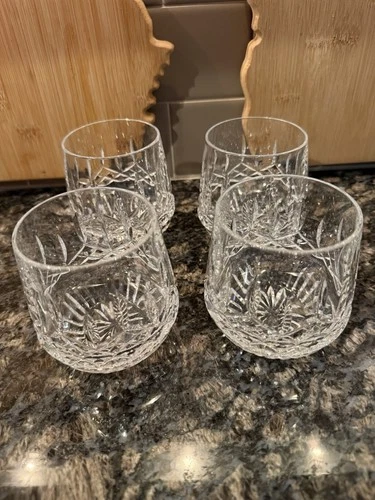 Waterford Lismore Crystal Old Fashioned Glasses 4 Whiskey Tumblers Vintage
