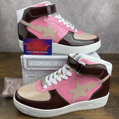 NEW A Bathing Ape Bapesta Mid Brown Pink Size 8.5 1G30191004 Men s Sneakers Rare