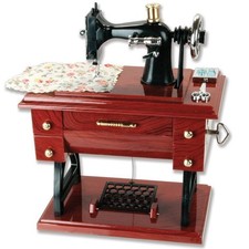 Vintage Mini Sewing Machine Style Plastic Music Box Table Desk Decoration Toy...
