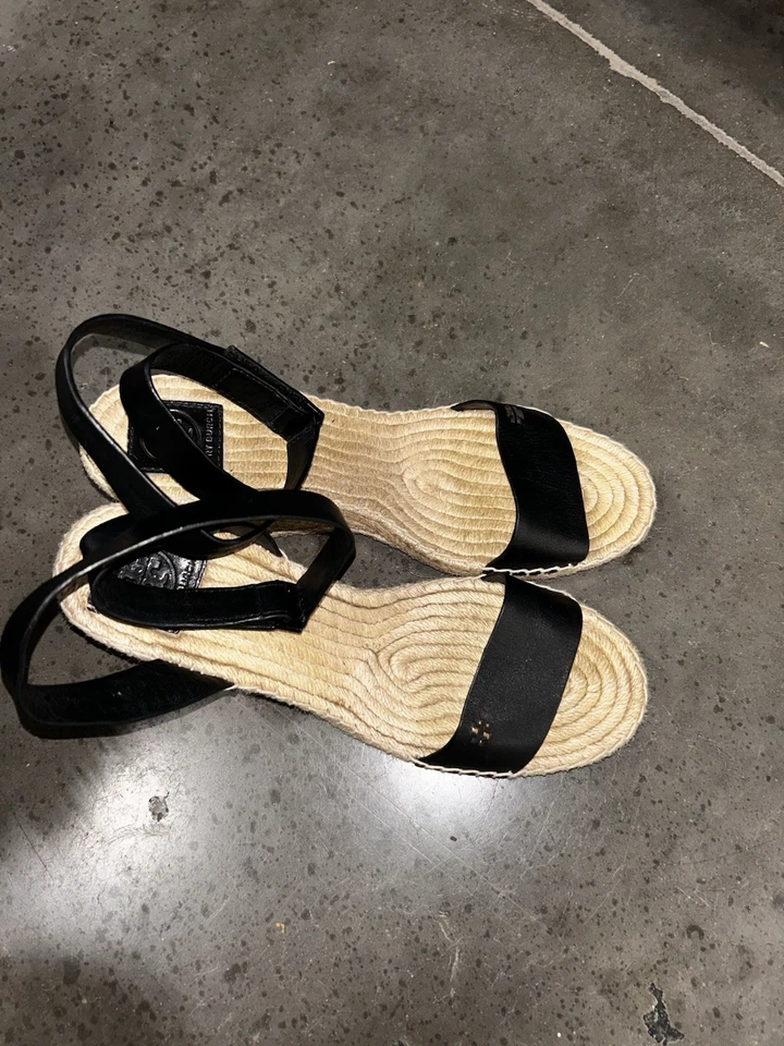 Tory Burch Bima 2 Alpargata Cuña Correa Cuero Sandalias Mujer Talla 10.5 Foto 2 de 4