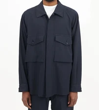 SAGE DE CRET MEN'S MILITARY OXFORD NAVY SHIRT MADE IN JAPAN MSRP $510