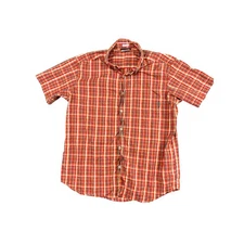 Columbia Men's L Cotton Button Shirt multicolor Plaid Short Sleeve excellent 