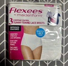 Flexees By Maidenform Tummy Toning Shaper Briefs 3 Pair Pack Medium 8-10 New