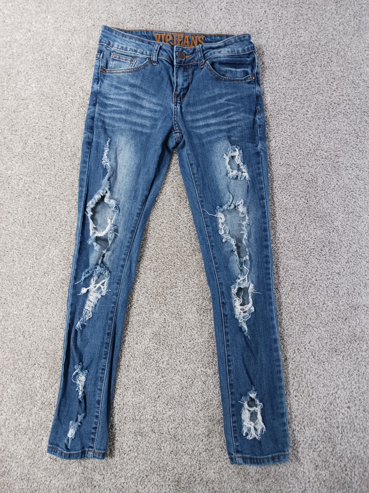 3/4 Teens Denim Jeans Blue Distressed Cotton Blend Skinny
