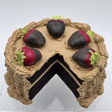 Faux Chocolate Strawberry Cake w/ Strawberry Topping Fake Bakery Display Prop 9"