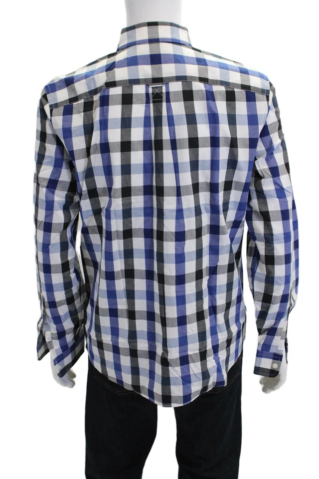 Camisa a Cuadros Jack Spade Para Hombre Cuello Mangas Largas Con Botones Talla L Foto 3 de 4