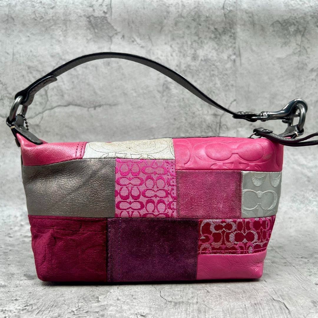バッグ Couch Signature Patchwork Pouch Pink y2k Coach Hand Bag Signature Patchwork Pouch Pink y2k Women's