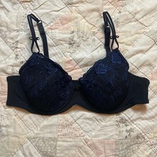 frederick  s of hollywood vintage 90s blue and black push up bra size 36b