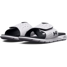 Under Armour 3026027 Women's UA Ignite Pro Slides, White/Black, Size 10