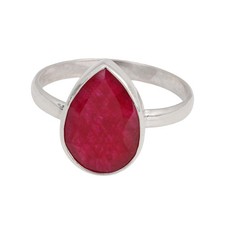 Natural Ruby 925 Sterling Silver Ring Handmade Gemstone Jewelry Gift For Women