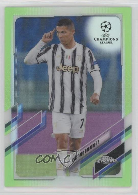 2020-21 Topps Chrome UCL Neon Green Refractor 48/99 Cristiano Ronaldo #100 0y6s