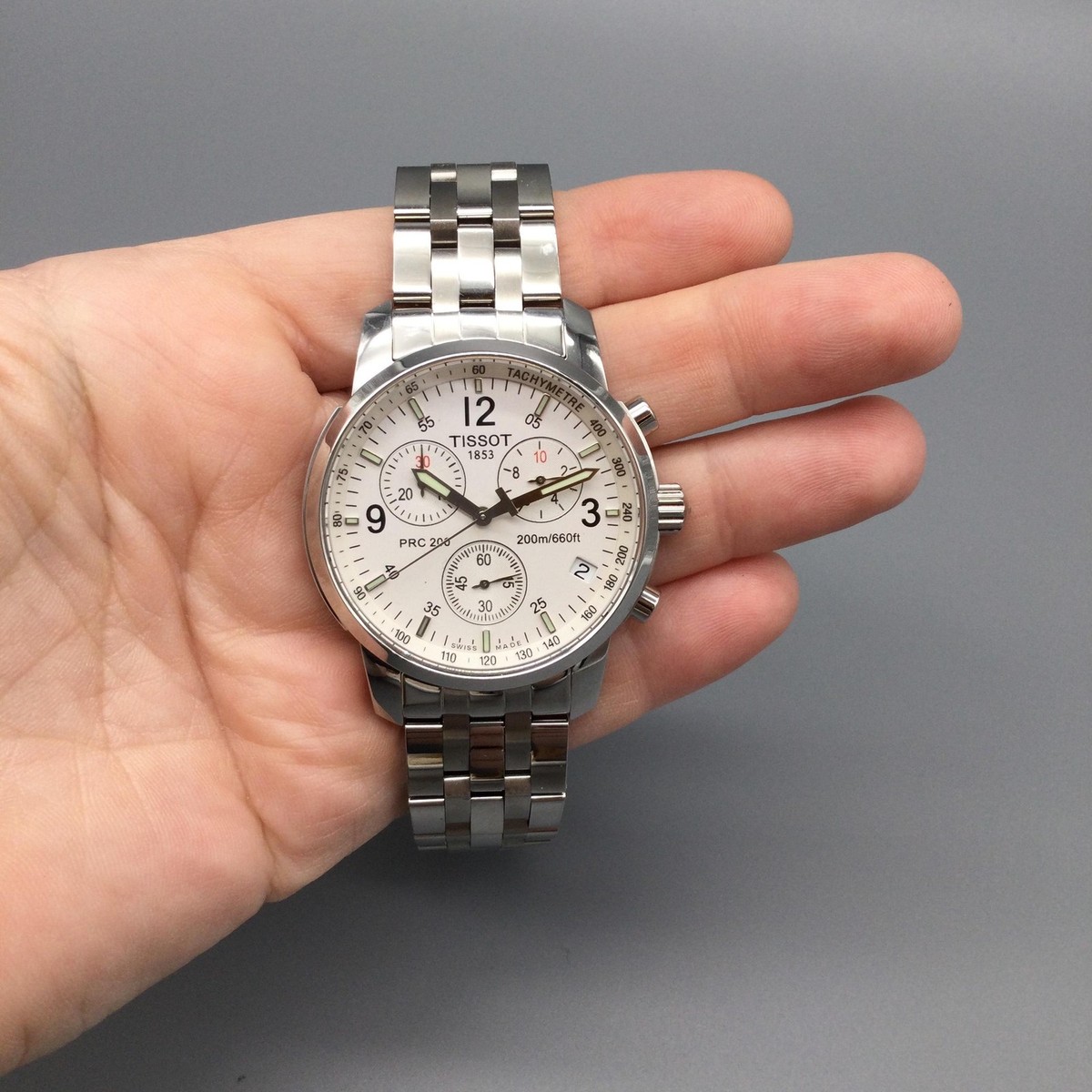 Tissot PRC 200 T461 Mens Watch 39mm Chronograph Stainless Date New