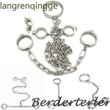 Heavy Stainless Steel Handcuffs and Ankle Cuffs Set Slave BDSM Kit for Couples