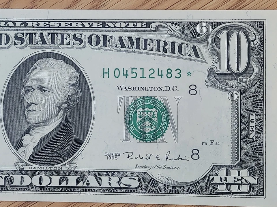 1995 $10 "STAR NOTE" GEM/UNC ST LOUIS #H04512483* 3 OF 3 CONS SERIAL NUMBERS - Image 4 of 4