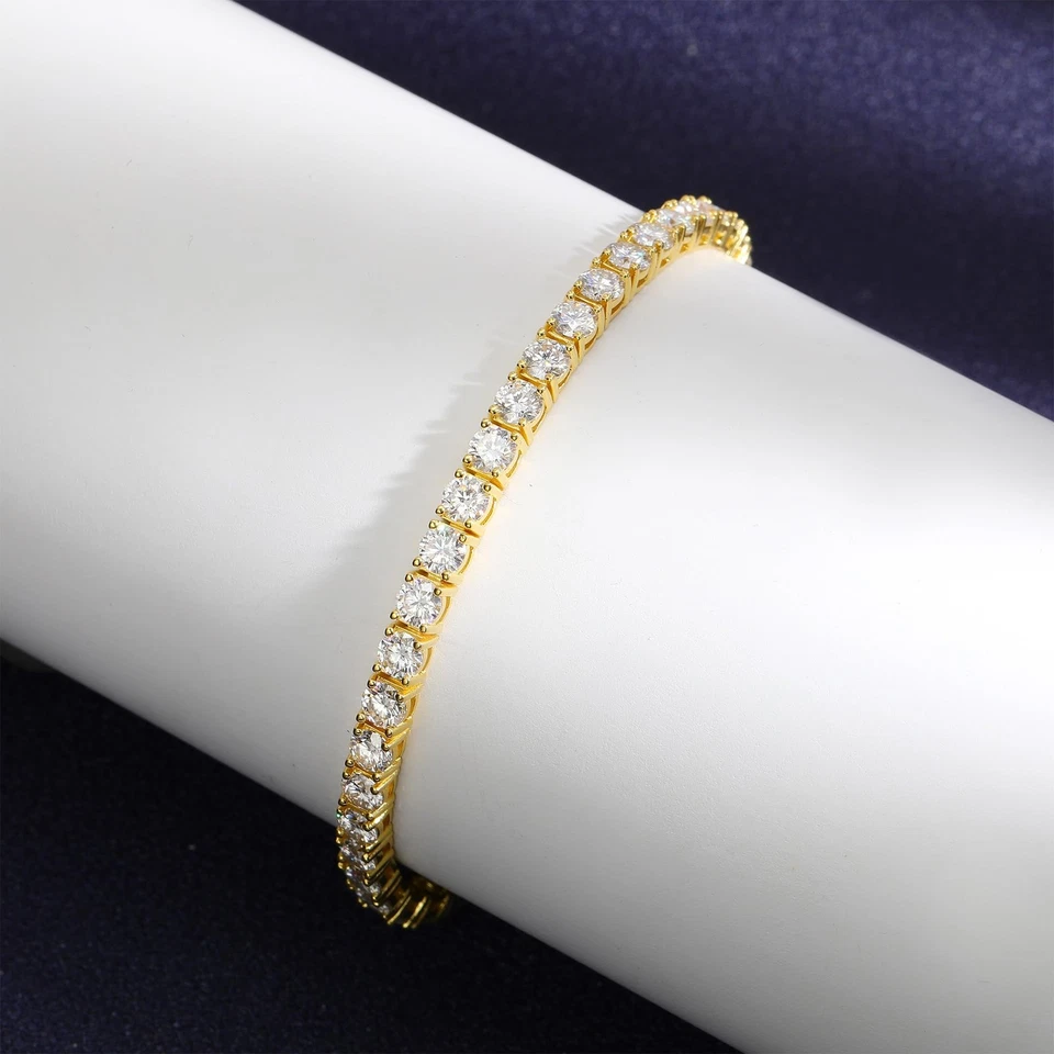 Pulsera tenis moissanita chapada en oro blanco 18k plata 925 3-6,5mm D Color V... Foto 4 de 4