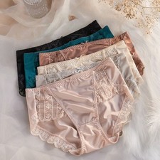 UK Womens Shiny Satin Silky Knickers Sexy Briefs Underwear Lace Seamless Panties