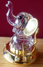 SWAROVSKI CRYSTAL MEMORIES ELEPHANT SITTING ON GOLD BASE 253446 NO CERTIFICATE